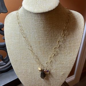 Gold plated necklace with multi colored stones